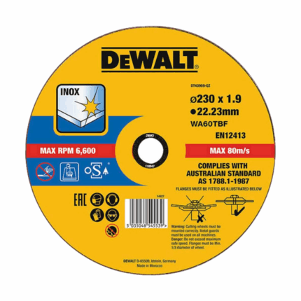 DT43909 - DISCO CORTE ACO/INOX Ø230 X 1.9 X 22.23MM DEWALT